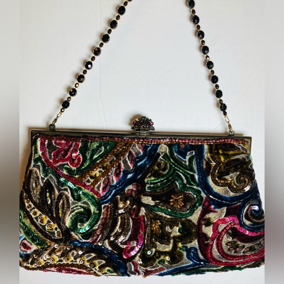 Y2K LARISA BARRERA Couture Evening Jeweled Sequin Beaded Handbag NWT - Picture 11 of 11